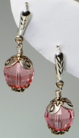 Light Pink Checkerboard Swarovski Crystal Drop Earrings