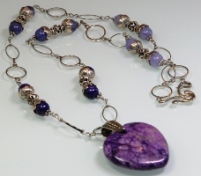 Crazy Purple Heart Agate Necklace