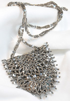 Silver Swarovski Crystal Netted Amulet Necklace