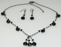 Jet Crystal Drop Necklace & Earrings Set