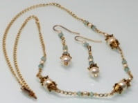Ivory Pearls and Swarovski Crystal Necklace and Earrings Set